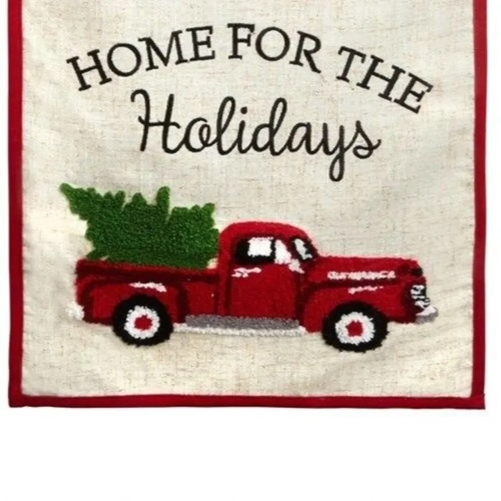 Christmas Red Farm Truck Table Runner 72x13 Embellished Home for the Holidays